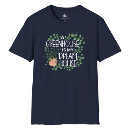 Navy gardening t-shirt for plant lovers and greenhouse enthusiasts