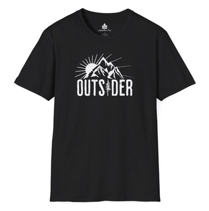 Black nature t-shirt for hikers  that says Outsider