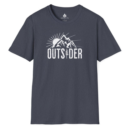 Heather Navy nature t-shirt for hikers  that says Outsider